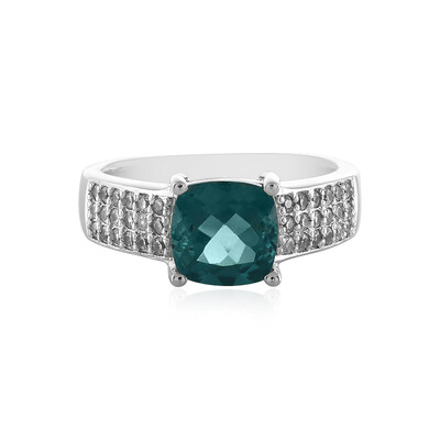Anillo en plata con Fluorita tono petróleo de Bélgica