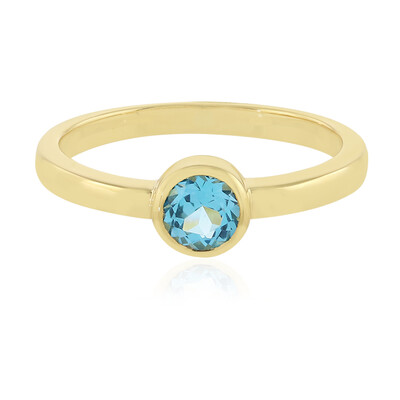 Anillo en plata con Topacio azul suizo