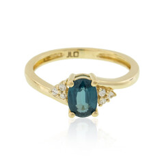 Anillo en oro con Cianita petróleo