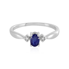 Anillo en plata con Zafiro azul de Madagascar