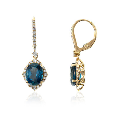 Pendientes en oro con Topacio azul de Londres