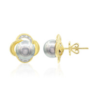 Pendientes en oro con Perla cultivada de Tahití (TPC)