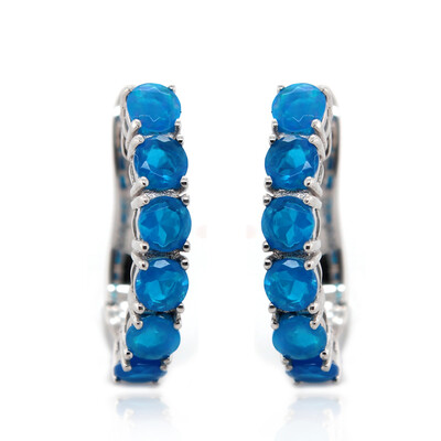 Pendientes en plata con Ópalo azul neón