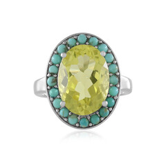 Anillo en plata con Cuarzo del Ouro Verde