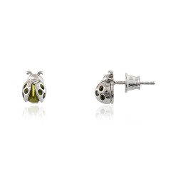Pendientes en plata con Ámbar colombiano verde