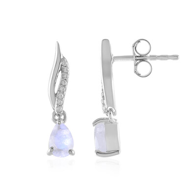 Pendientes en plata con Piedra de Luna arcoíris