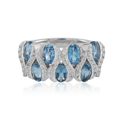 Anillo en plata con Topacio azul de Londres