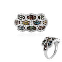 Anillo en plata con Diamante azul I3