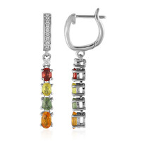Pendientes en plata con Zafiro naranja