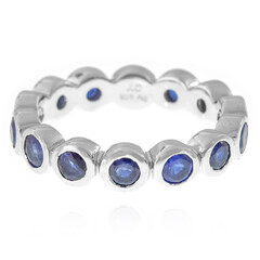 Anillo en plata con Zafiro azul de Madagascar