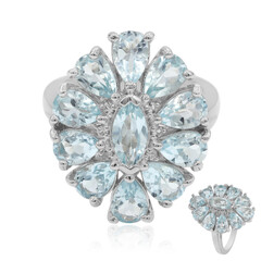 Anillo en plata con Topacio azul cielo