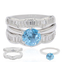 Anillo en plata con Topacio azul suizo