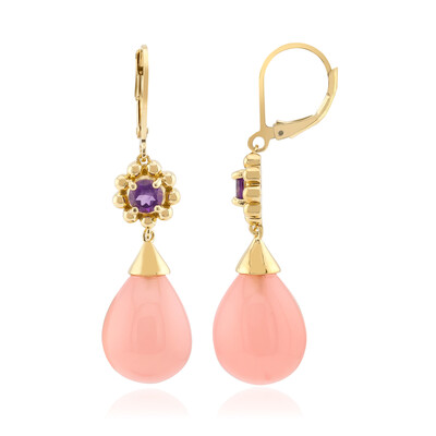 Pendientes en plata con Calcedonia rosa