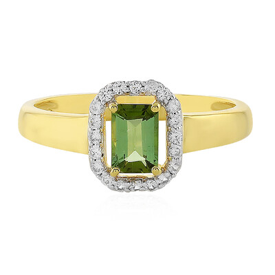 Anillo en plata con Turmalina verde