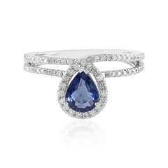 Anillo en oro con Zafiro azul Ceylon