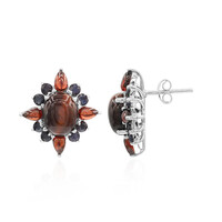 Pendientes en plata con Ojo de tigre rojo