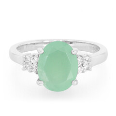 Anillo en plata con Calcedonia verde
