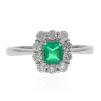 Anillo en platino con Esmeralda de Zambia AAA (CIRARI)