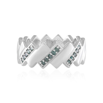Anillo en plata con Diamante azul I2