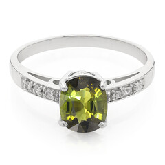 Anillo en plata con Turmalina cuprífera