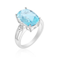 Anillo en plata con Topacio azul cielo
