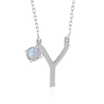 Collar en plata con Piedra de Luna arcoíris