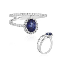 Anillo en oro con Zafiro azul Ceylon