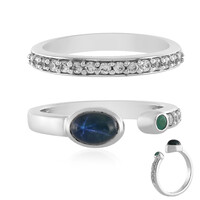 Anillo en plata con Zafiro estrella azul