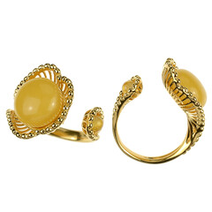 Anillo en plata con Ámbar báltico