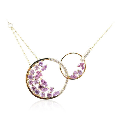 Collar en oro con Zafiro de Ceilán púrpura no calentado