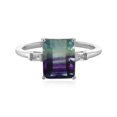 Anillo en plata con Fluorita multicolor