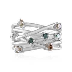 Anillo en plata con Diamante azul I2