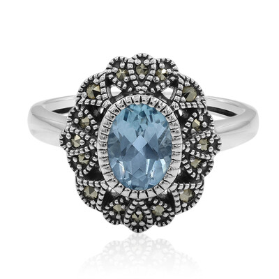 Anillo en plata con Topacio azul cielo