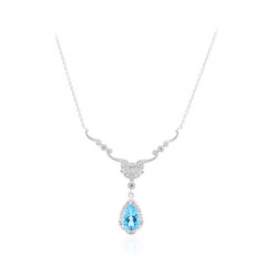 Collar en plata con Topacio azul suizo
