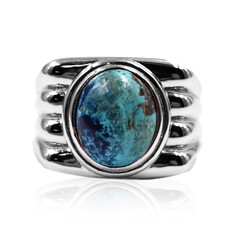 Anillo en plata con Malaquita azurita