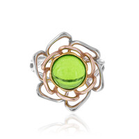 Anillo en plata con Ámbar colombiano verde