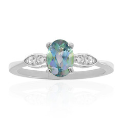 Anillo en plata con Topacio místico verde azulado