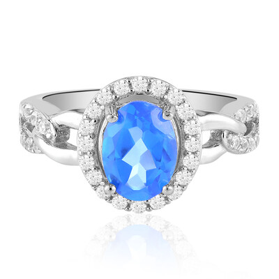 Anillo en plata con Topacio azul índigo
