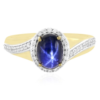 Anillo en plata con Zafiro estrella azul