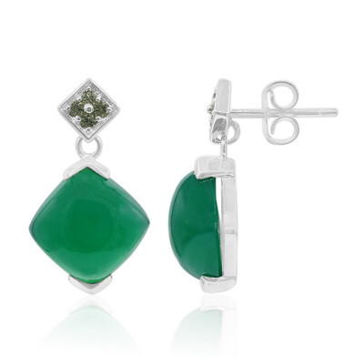 Pendientes en plata con Calcedonia verde