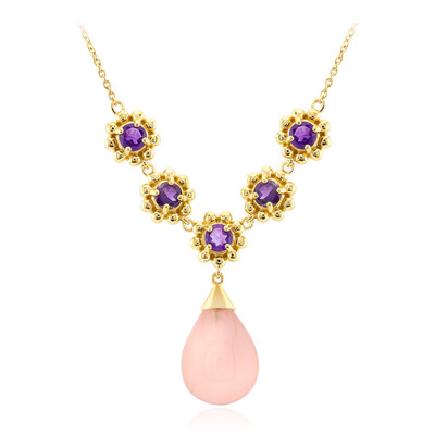 Collar en plata con Calcedonia rosa