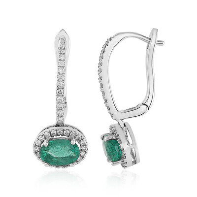 Pendientes en oro con Esmeralda de Zambia