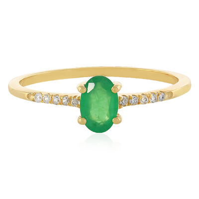 Anillo en oro con Esmeralda de Zambia