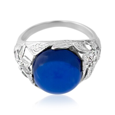 Anillo en plata con Ámbar colombiano azul (dagen)