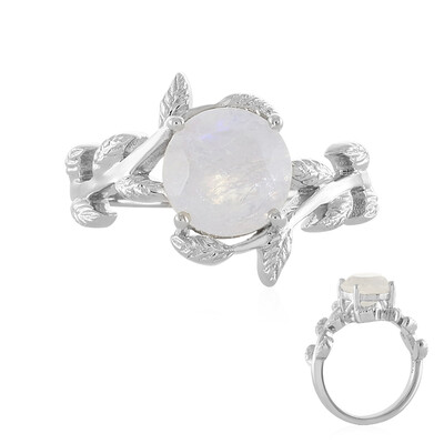 Anillo en plata con Piedra de Luna arcoíris