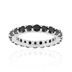 Anillo en plata con Espinela negra