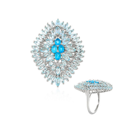 Anillo en plata con Topacio azul cielo