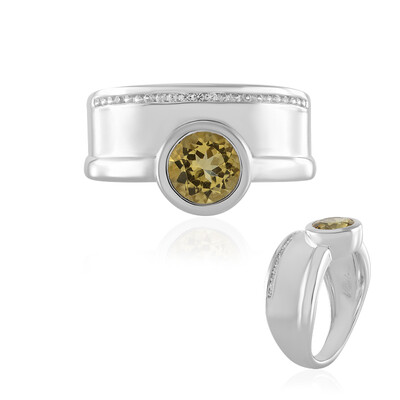 Anillo en plata con Berilo amarillo (de Melo)