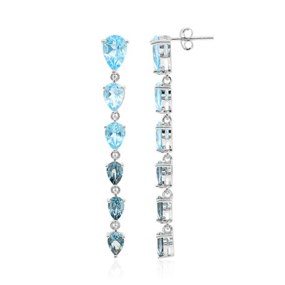 Pendientes en plata con Topacio azul suizo