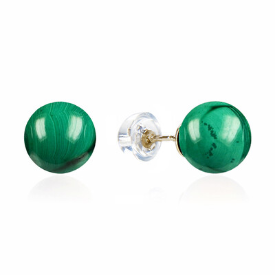 Pendientes en oro con Malaquita